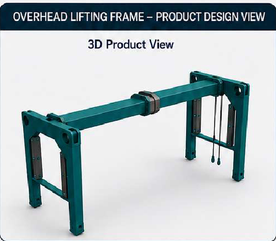 3D product view of overhead lifting frame